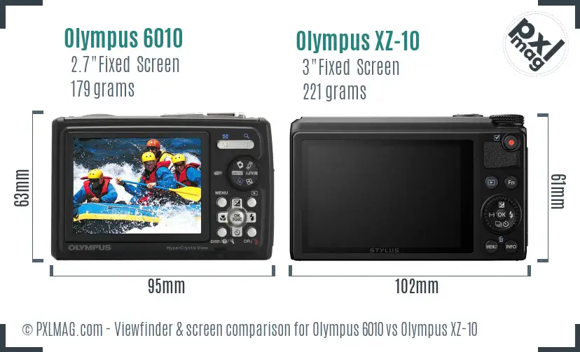 Olympus 6010 vs Olympus XZ-10 Screen and Viewfinder comparison