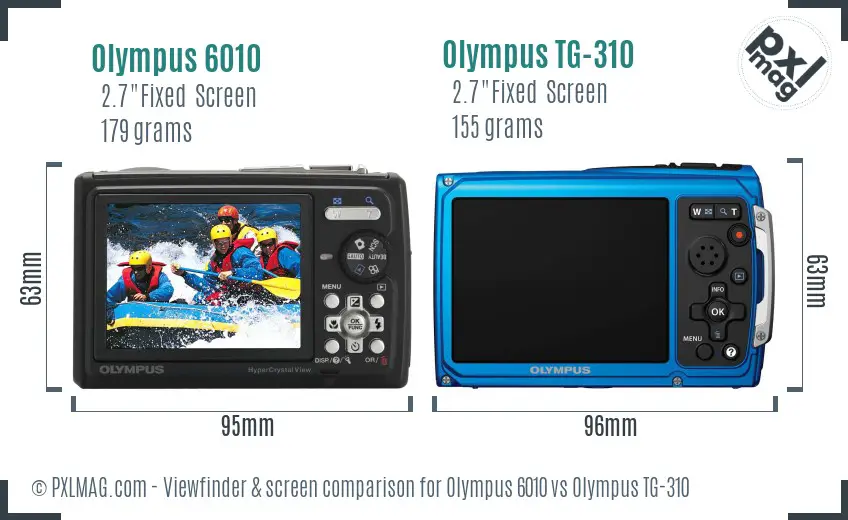 Olympus 6010 vs Olympus TG-310 Screen and Viewfinder comparison