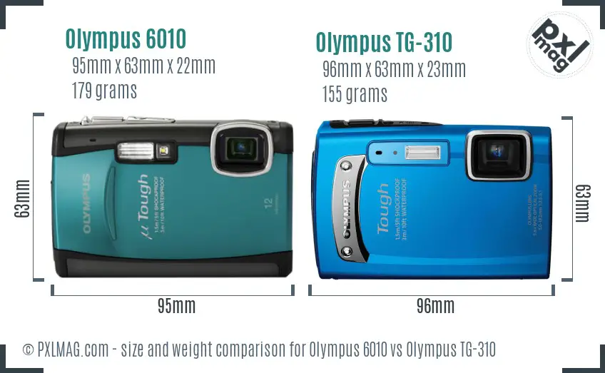 Olympus 6010 vs Olympus TG-310 size comparison