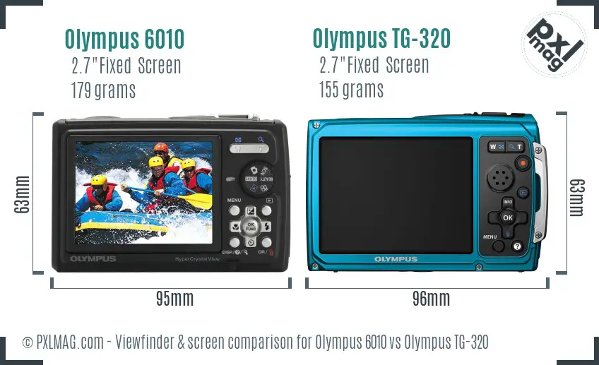 Olympus 6010 vs Olympus TG-320 Screen and Viewfinder comparison