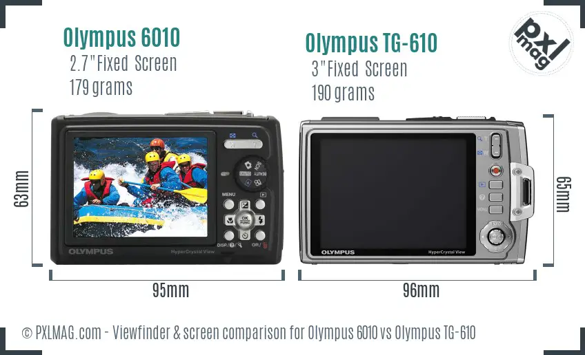 Olympus 6010 vs Olympus TG-610 Screen and Viewfinder comparison