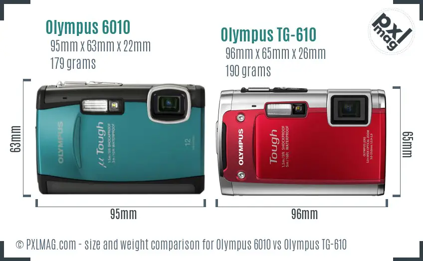 Olympus 6010 vs Olympus TG-610 size comparison