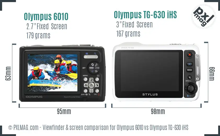 Olympus 6010 vs Olympus TG-630 iHS Screen and Viewfinder comparison