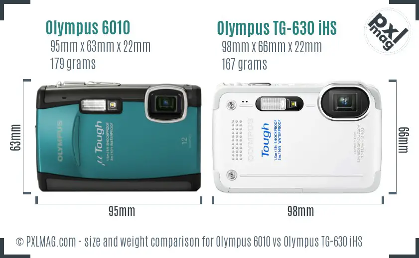 Olympus 6010 vs Olympus TG-630 iHS size comparison