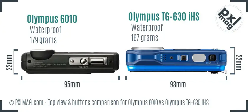 Olympus 6010 vs Olympus TG-630 iHS top view buttons comparison