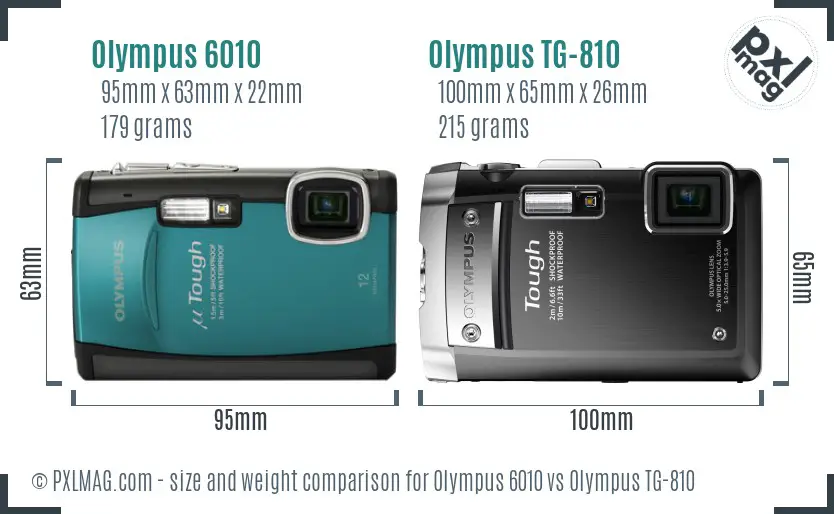 Olympus 6010 vs Olympus TG-810 size comparison