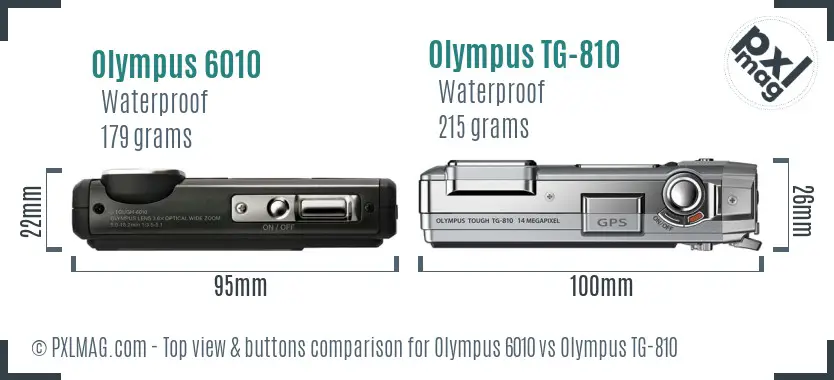 Olympus 6010 vs Olympus TG-810 top view buttons comparison