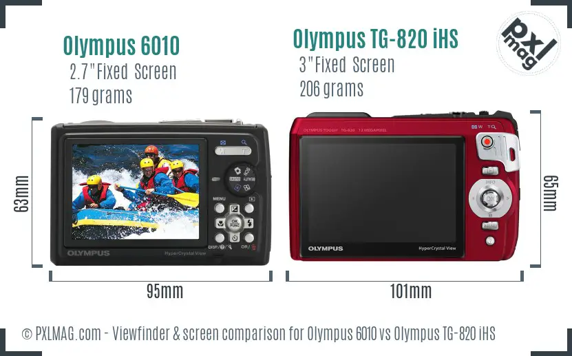 Olympus 6010 vs Olympus TG-820 iHS Screen and Viewfinder comparison