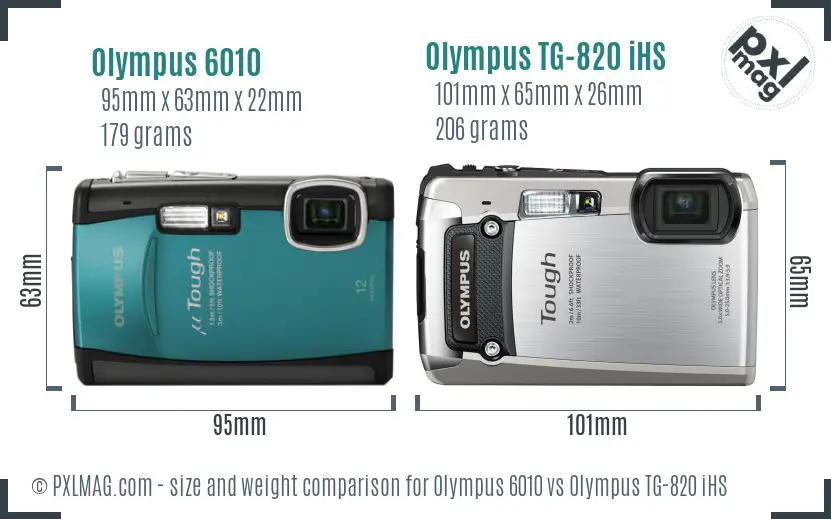 Olympus 6010 vs Olympus TG-820 iHS size comparison