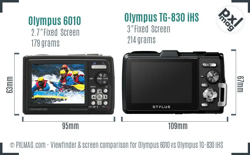 Olympus 6010 vs Olympus TG-830 iHS Screen and Viewfinder comparison