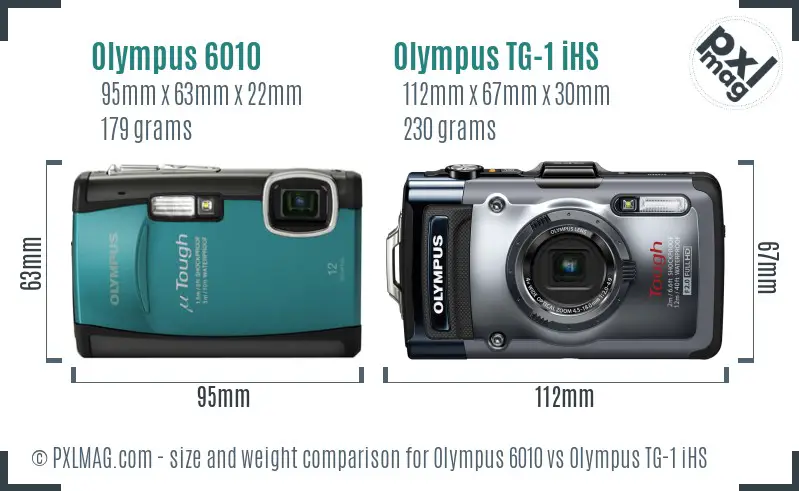 Olympus 6010 vs Olympus TG-1 iHS size comparison