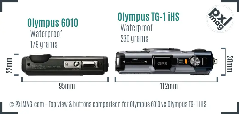 Olympus 6010 vs Olympus TG-1 iHS top view buttons comparison