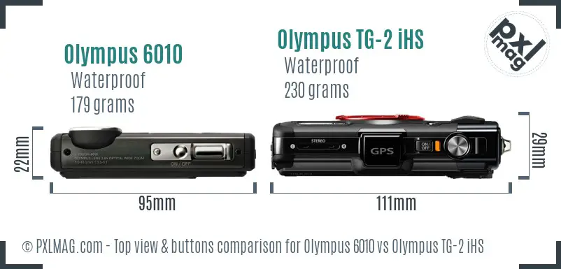 Olympus 6010 vs Olympus TG-2 iHS top view buttons comparison