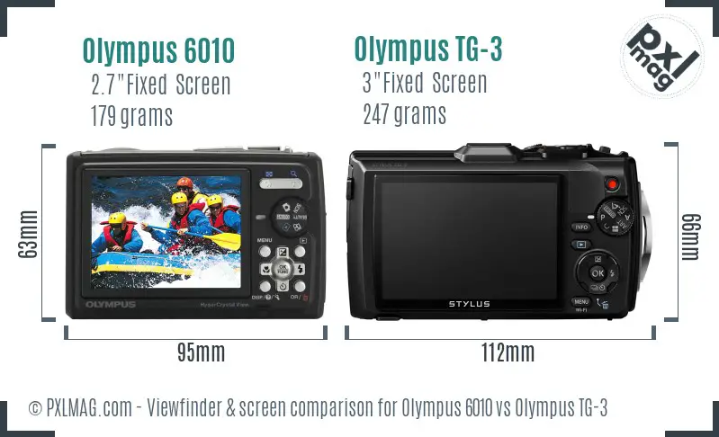 Olympus 6010 vs Olympus TG-3 Screen and Viewfinder comparison