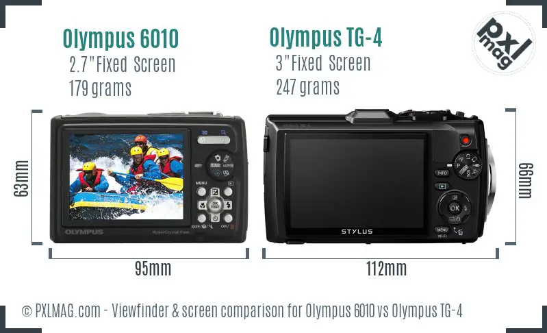 Olympus 6010 vs Olympus TG-4 Screen and Viewfinder comparison