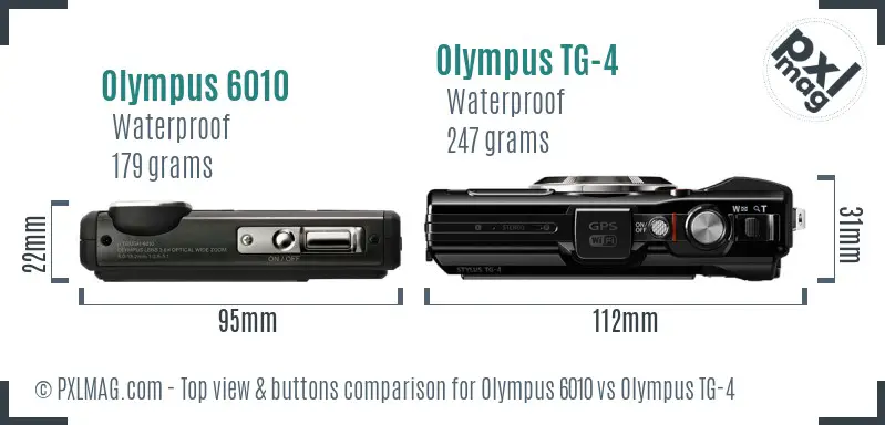 Olympus 6010 vs Olympus TG-4 top view buttons comparison