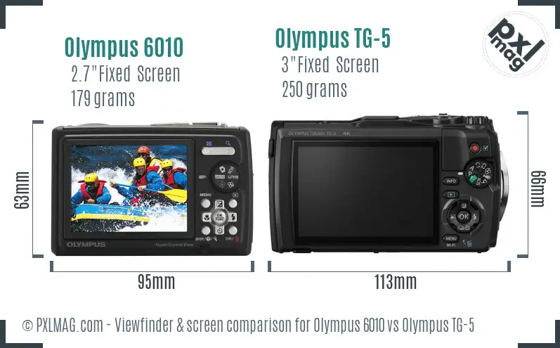 Olympus 6010 vs Olympus TG-5 Screen and Viewfinder comparison