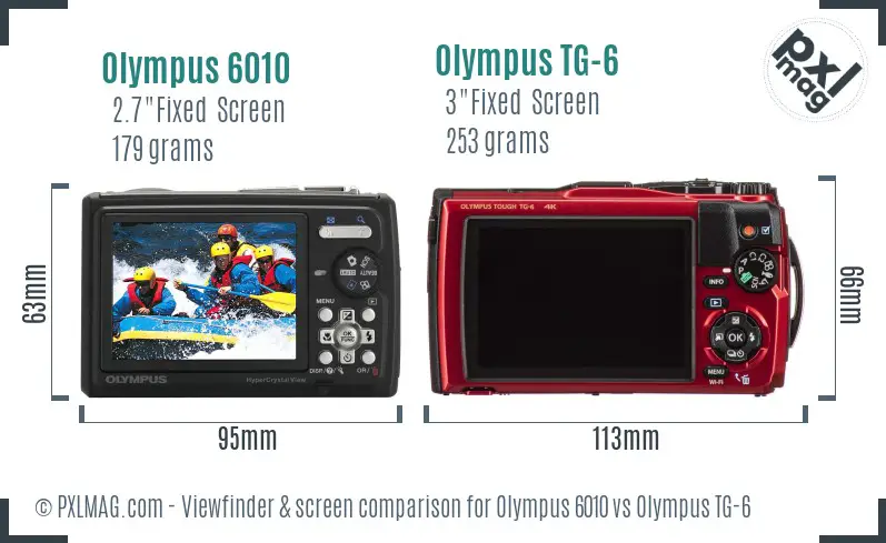 Olympus 6010 vs Olympus TG-6 Screen and Viewfinder comparison