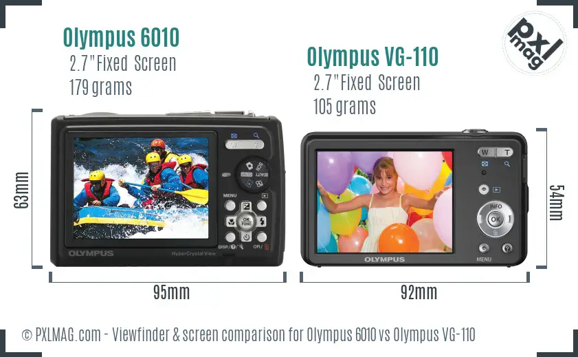 Olympus 6010 vs Olympus VG-110 Screen and Viewfinder comparison