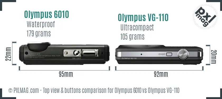 Olympus 6010 vs Olympus VG-110 top view buttons comparison