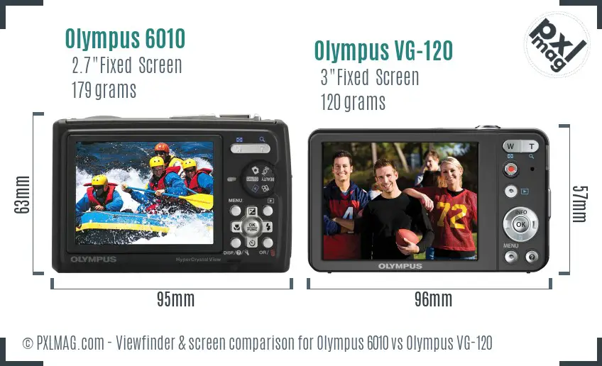 Olympus 6010 vs Olympus VG-120 Screen and Viewfinder comparison