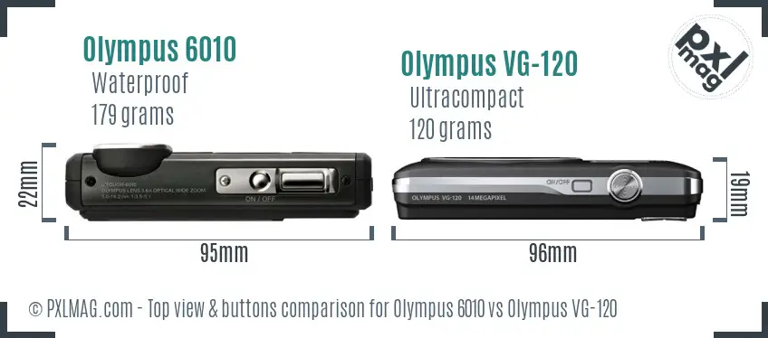 Olympus 6010 vs Olympus VG-120 top view buttons comparison