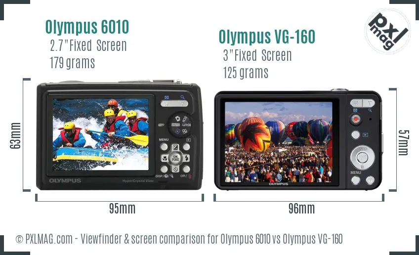 Olympus 6010 vs Olympus VG-160 Screen and Viewfinder comparison