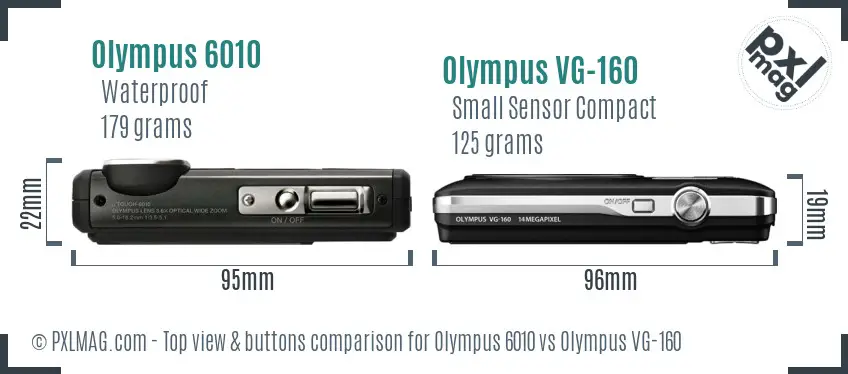 Olympus 6010 vs Olympus VG-160 top view buttons comparison