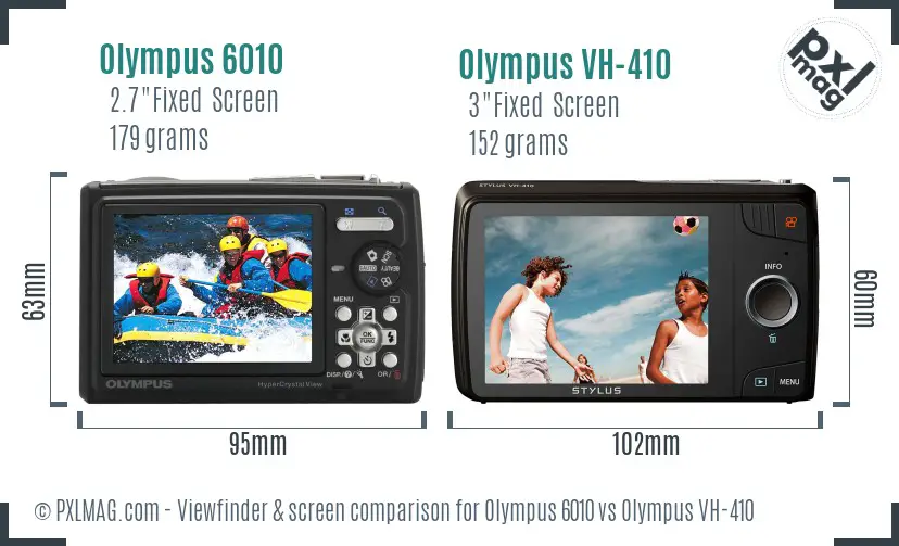 Olympus 6010 vs Olympus VH-410 Screen and Viewfinder comparison