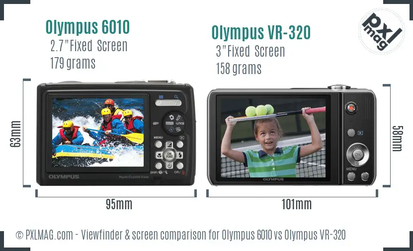 Olympus 6010 vs Olympus VR-320 Screen and Viewfinder comparison