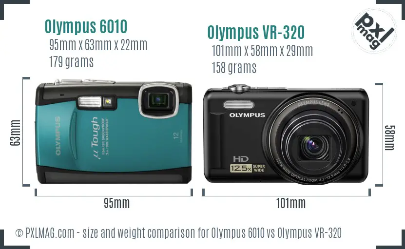 Olympus 6010 vs Olympus VR-320 size comparison