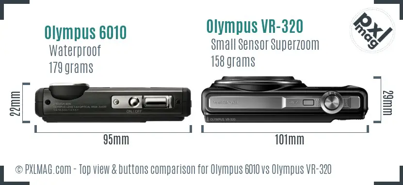 Olympus 6010 vs Olympus VR-320 top view buttons comparison