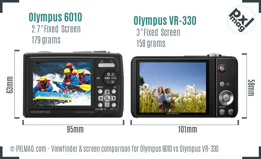 Olympus 6010 vs Olympus VR-330 Screen and Viewfinder comparison