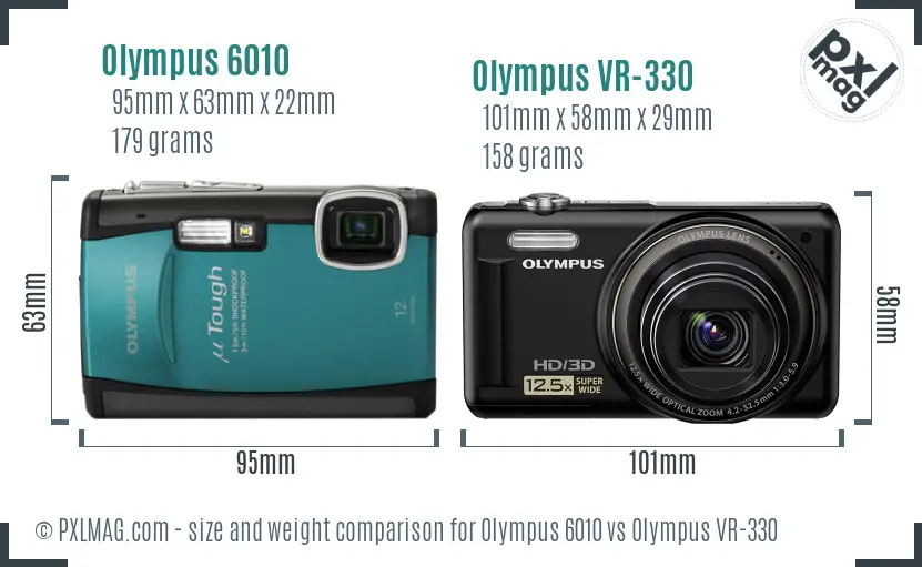 Olympus 6010 vs Olympus VR-330 size comparison