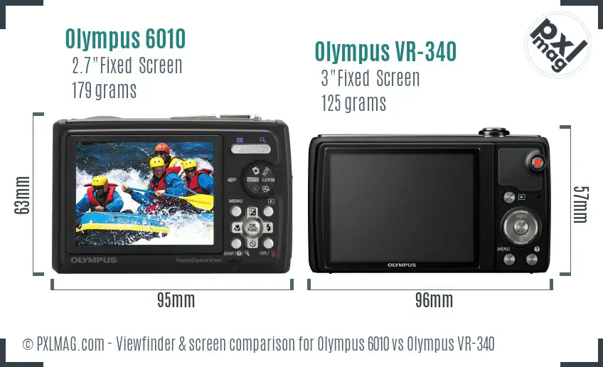 Olympus 6010 vs Olympus VR-340 Screen and Viewfinder comparison