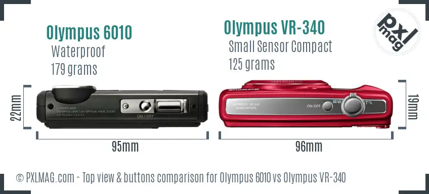 Olympus 6010 vs Olympus VR-340 top view buttons comparison