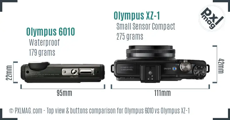 Olympus 6010 vs Olympus XZ-1 top view buttons comparison