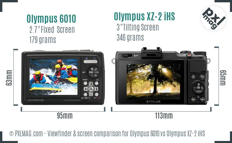 Olympus 6010 vs Olympus XZ-2 iHS Screen and Viewfinder comparison