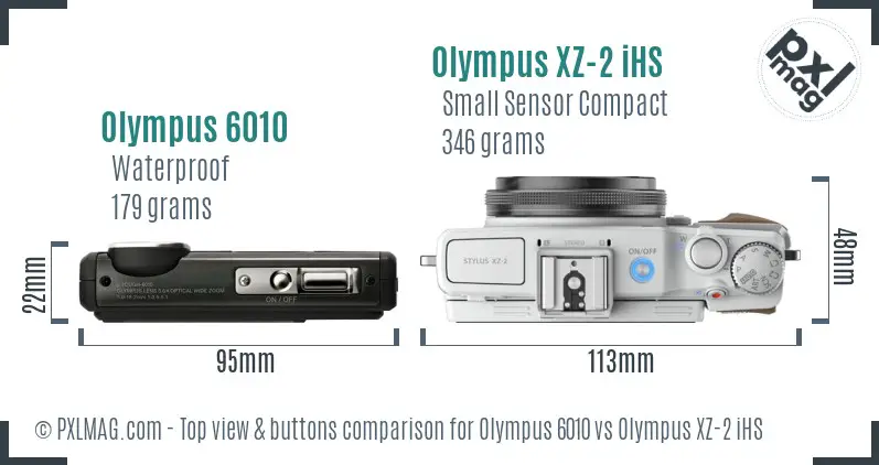 Olympus 6010 vs Olympus XZ-2 iHS top view buttons comparison