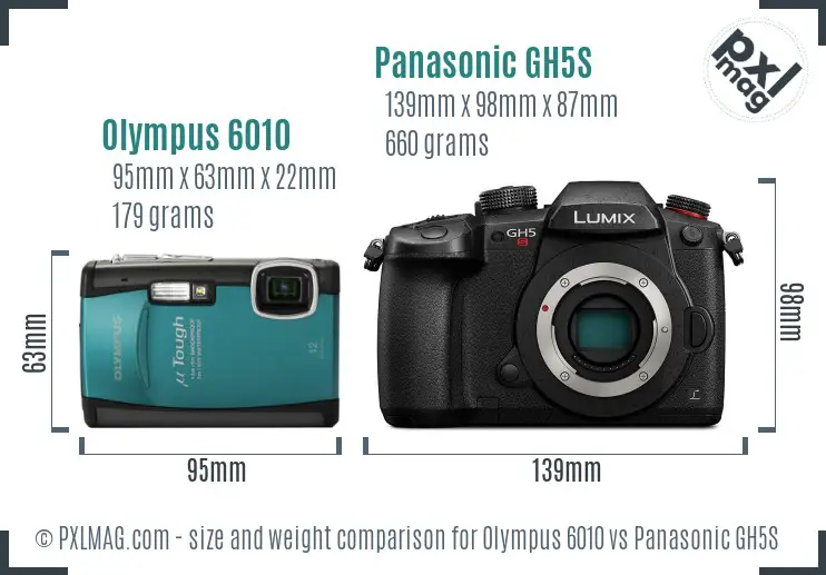 Olympus 6010 vs Panasonic GH5S size comparison