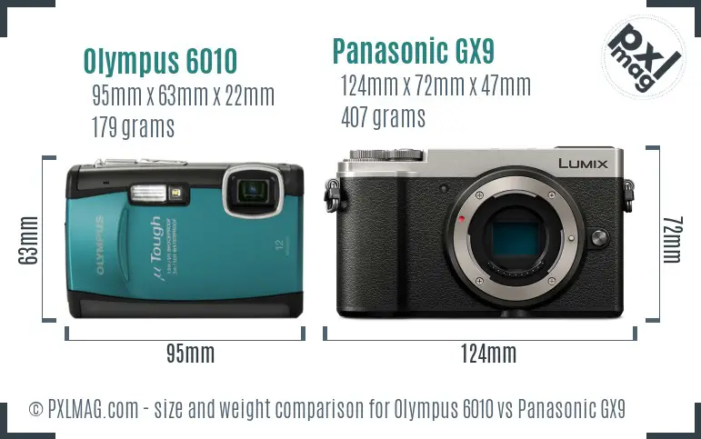 Olympus 6010 vs Panasonic GX9 size comparison