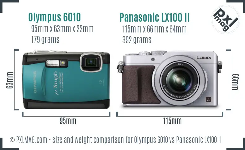Olympus 6010 vs Panasonic LX100 II size comparison