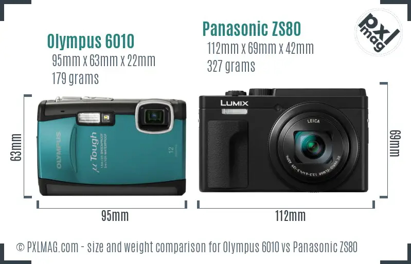 Olympus 6010 vs Panasonic ZS80 size comparison