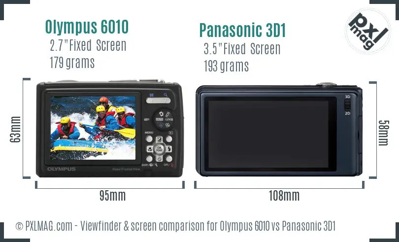 Olympus 6010 vs Panasonic 3D1 Screen and Viewfinder comparison