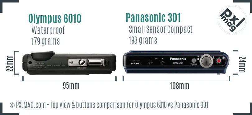Olympus 6010 vs Panasonic 3D1 top view buttons comparison