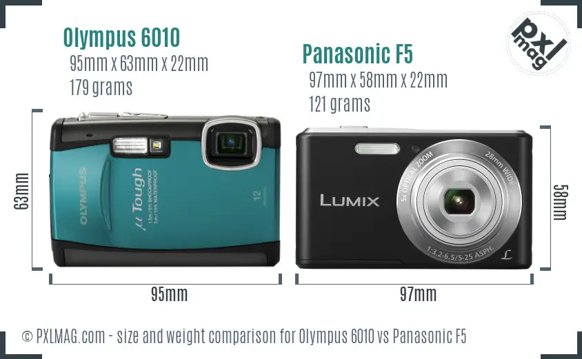 Olympus 6010 vs Panasonic F5 size comparison