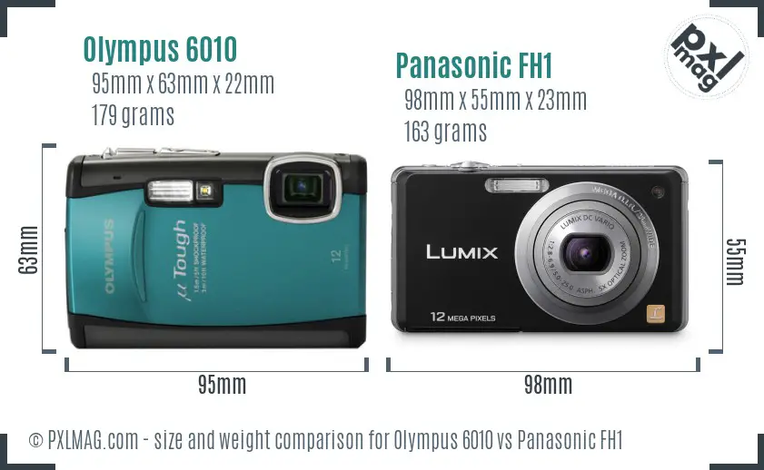 Olympus 6010 vs Panasonic FH1 size comparison