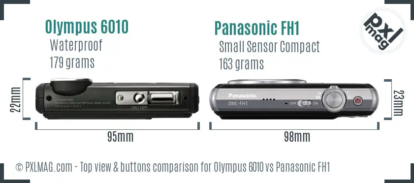 Olympus 6010 vs Panasonic FH1 top view buttons comparison