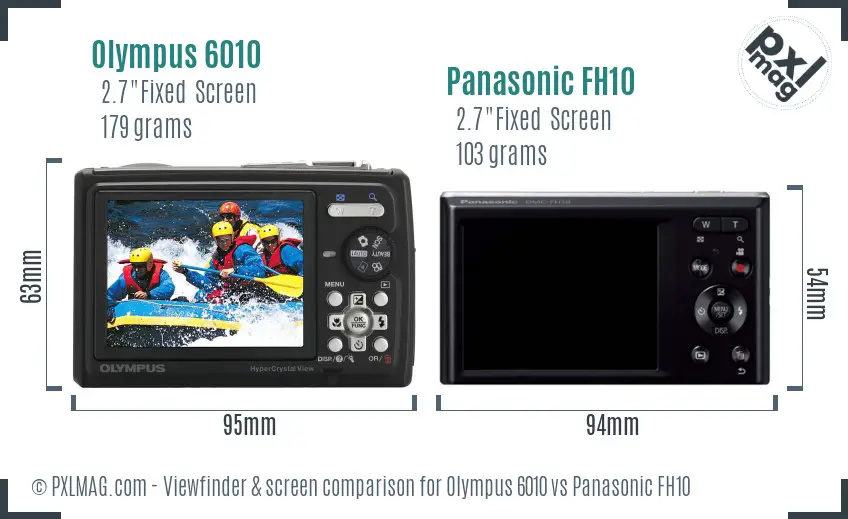 Olympus 6010 vs Panasonic FH10 Screen and Viewfinder comparison