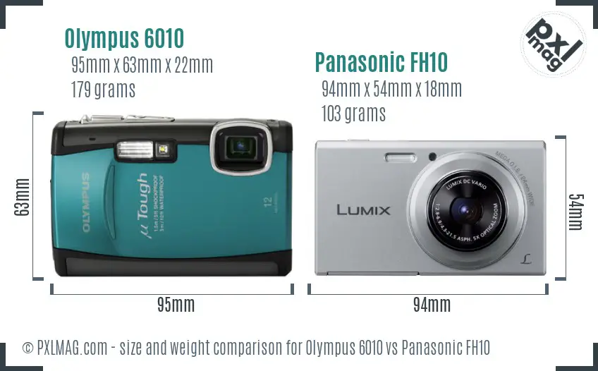 Olympus 6010 vs Panasonic FH10 size comparison